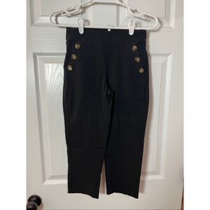 Kate Park Black Cropped Pants w/ Button Detail Size 8
